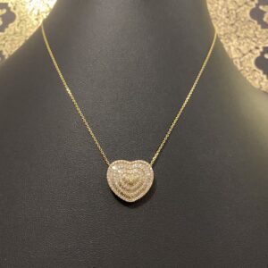 Colar com Pingente Coração Pavê de Diamantes em Ouro 18k 750 - Image 4