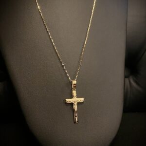 Corrente Tijolinho com Pingente Crucifixo em Ouro 18k 750 - Image 3