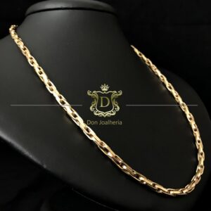Conjunto Corrente Elos Trançados 30g + Pingente Crucifixo 12g em Ouro 18k 750 - Imagem 2
