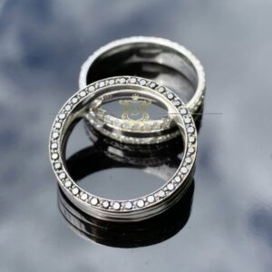 Par de Alianças 15 gramas Diamantes Black and White em Ouro Branco 18k - Imagem 3