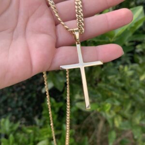 Corrente Grumet 20g + Pingente Crucifixo 5g em Ouro 18k 750 - Imagem 2