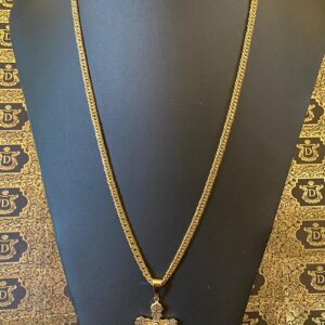 Corrente Grumet Duplo Maciça 50g com Pingente Crucifixo 10g em Ouro 18k 750