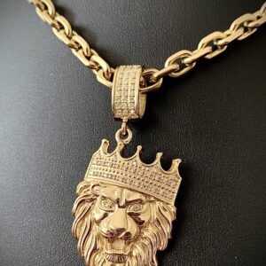 Pingente Rei Leão com Diamantes e 30 Gramas em Ouro 18k 750 - Image 1