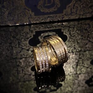 Par de Alianças Estilo Bvlgari 1,2 ct de Diamantes em Ouro 18k 750 - Imagem 5