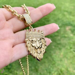 Pingente Rei Leão com Diamantes e 30 Gramas em Ouro 18k 750 - Image 4