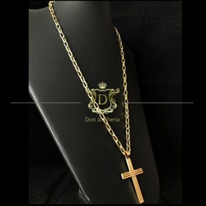 Conjunto Corrente 15g + Pingente Crucifixo 10g em Ouro 18k 750 - Imagem 2