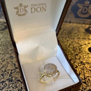 Anel Redondo Pavê 3 Gramas 37 Diamantes em Ouro 18k 750 - Imagem 7