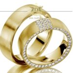 Par de Alianças Luxo 30 Gramas 56 Diamantes em Ouro 18k 750