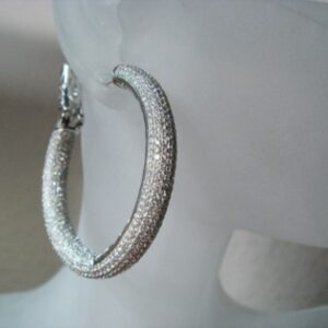 Par de Brincos Argolas Pavê de Diamantes com 10 CT Ouro 18k 750
