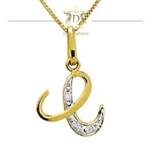 Pingente Letra Personalizada com Diamantes em Ouro 18k 750 - Image 1