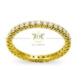 Anel Meia Aliança / Aparador Inteiro com Diamantes em Ouro 18k