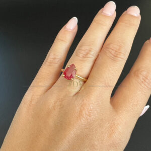 Anel Safira Vermelha Gota - Imagem 5