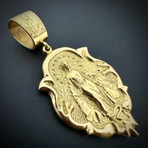 Pingente Medalha N. Sra das Graças Dupla Face 25,3 gramas Ouro 18k - Imagem 3