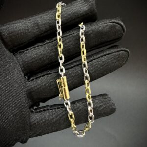 Pulseira Cadeado 2 tons 5 gramas Ouro 18k 750 - Image 7