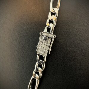 Corrente Grumet 3x1 30 gramas fecho com 30 diamantes Ouro Branco 18k 750 - Imagem 3