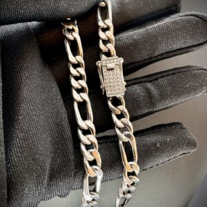 Corrente Grumet 3x1 30 gramas fecho com 30 diamantes Ouro Branco 18k 750 - Imagem 6