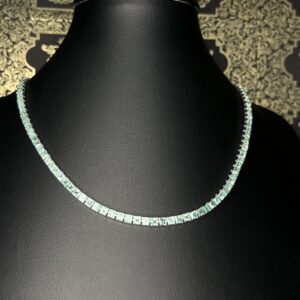 Colar Riviera Esmeralda 11 CT Ouro Branco 18k 750 - Imagem 5