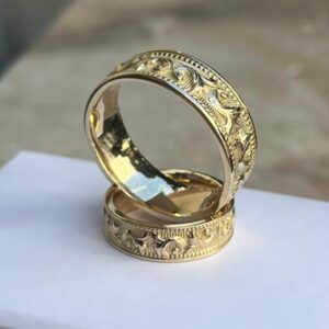 Par de Alianças Arabescos 20 Gramas em Ouro 18k 750 - Imagem 4