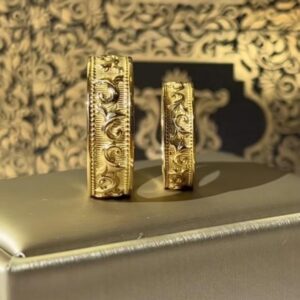 Par de Alianças Arabescos 20 Gramas em Ouro 18k 750 - Imagem 3